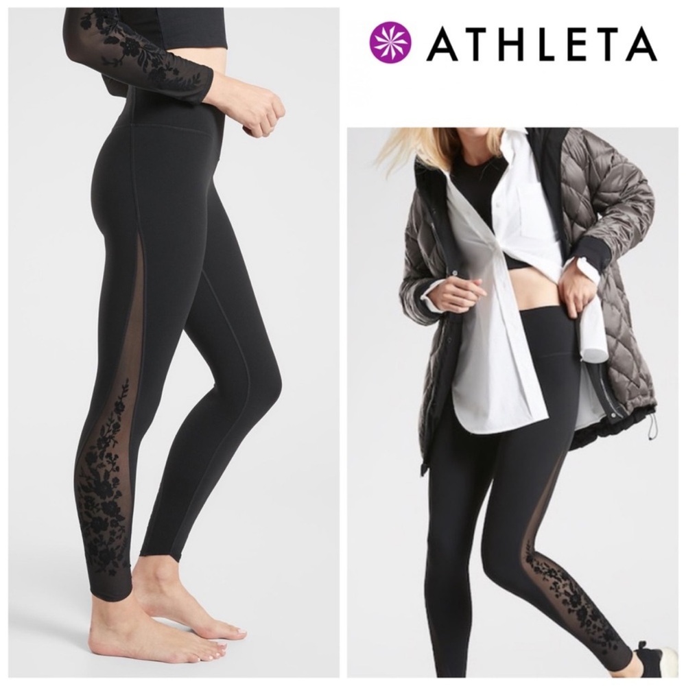 Rare Athleta Velvet Rose 7/8 Tight Leggings Black Size Medium